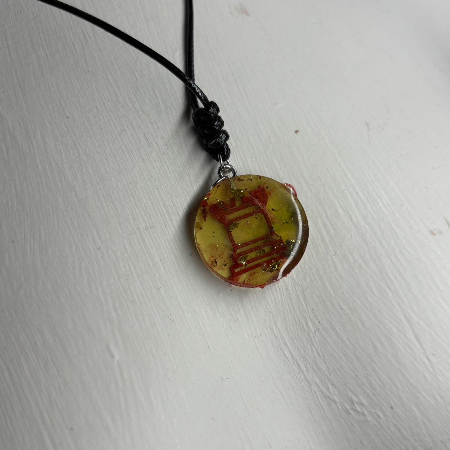 Amber Yellow Rook - Handmade Resin Chess Necklace