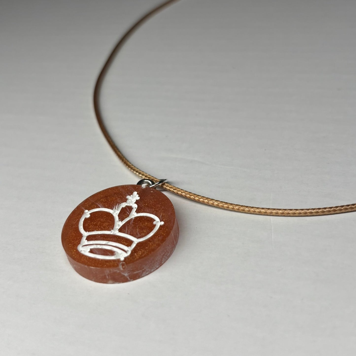 Dark Orange King - Handmade Resin Chess Necklace