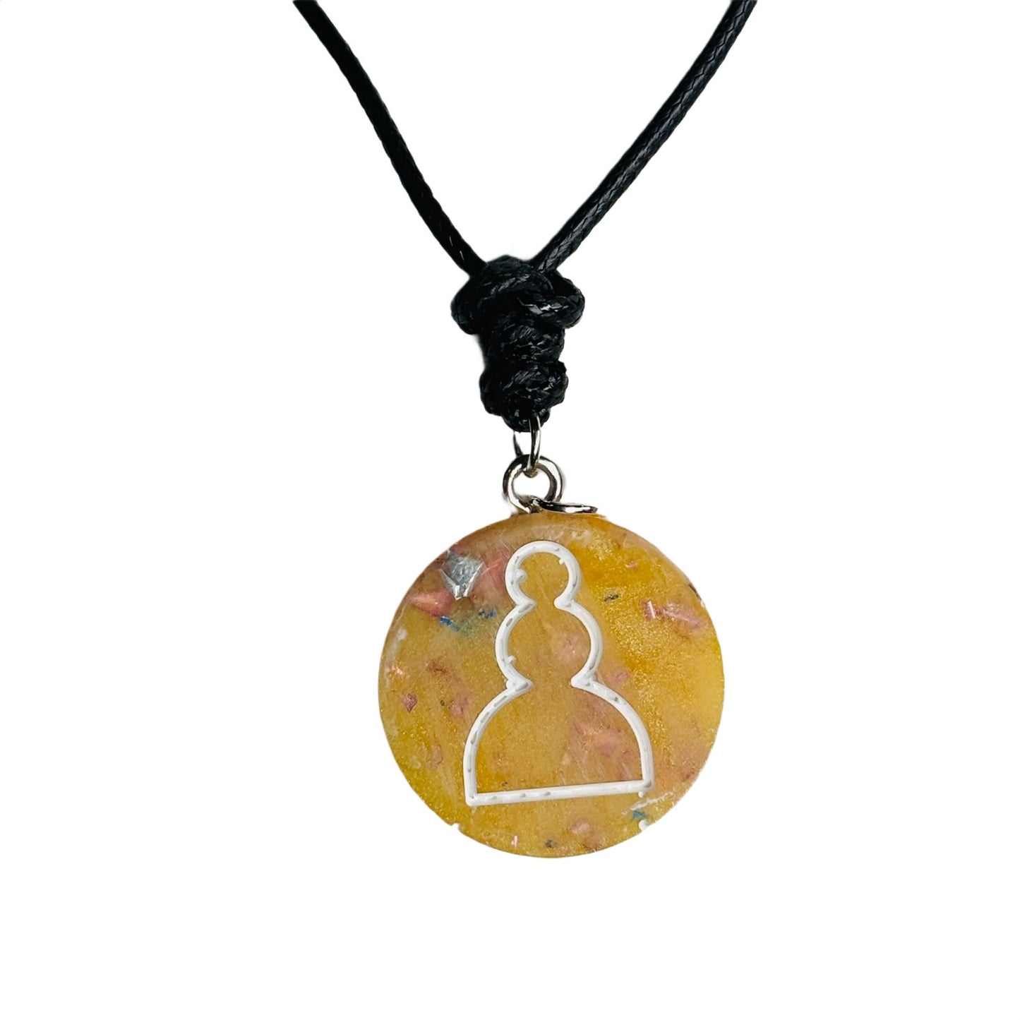 Fancy Yellow Pawn - Handmade Resin Chess Necklace