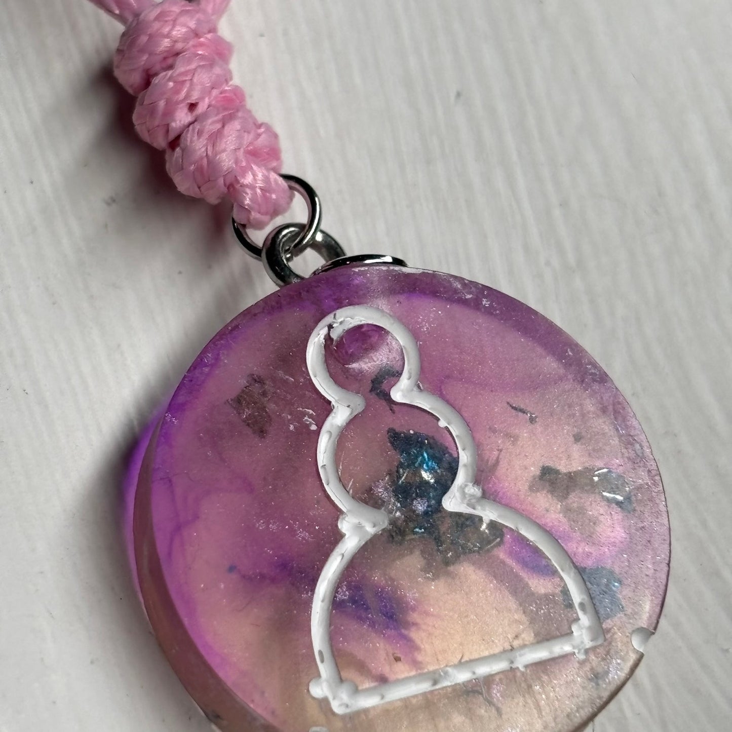 Fading Pink Pawn - Handmade Resin Chess Necklace