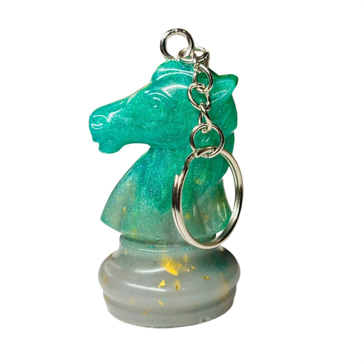 Beach Green Knight - Handmade Resin Keychain - Large Edition