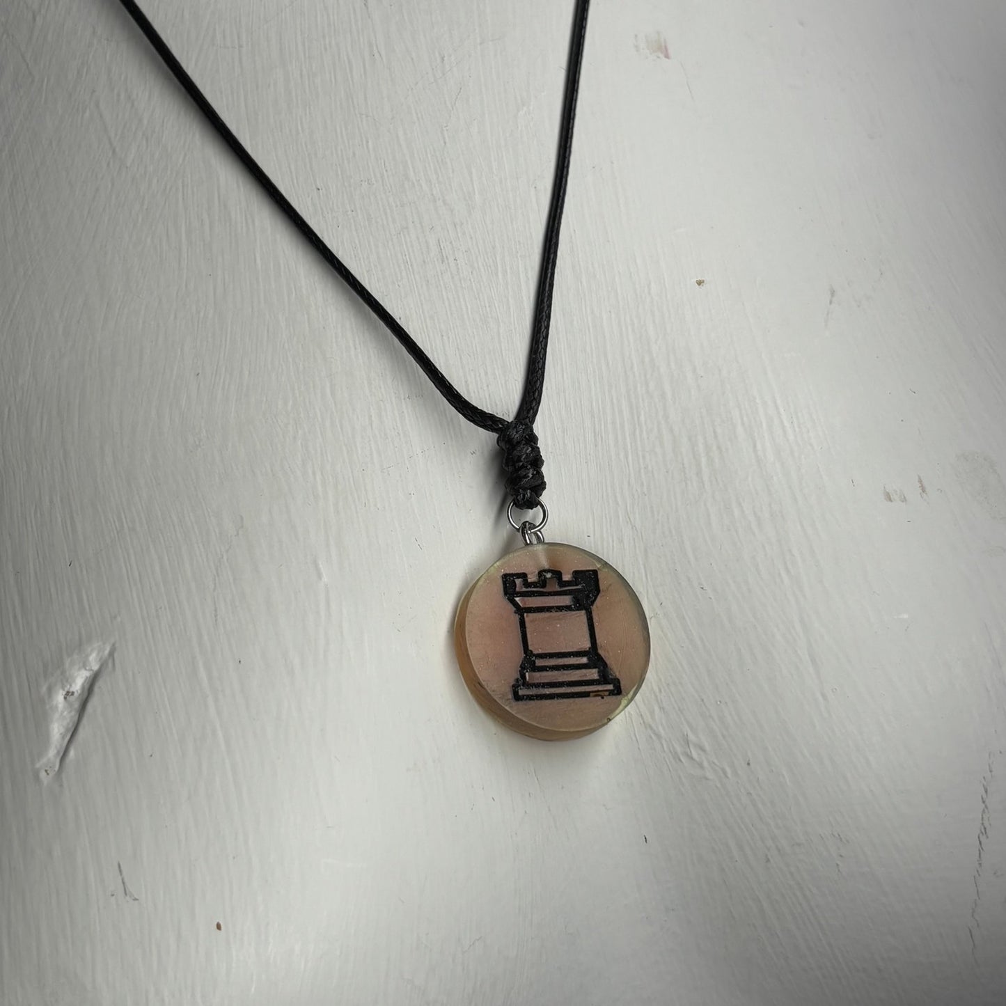 Cream Rook - Handmade Resin Chess Necklace