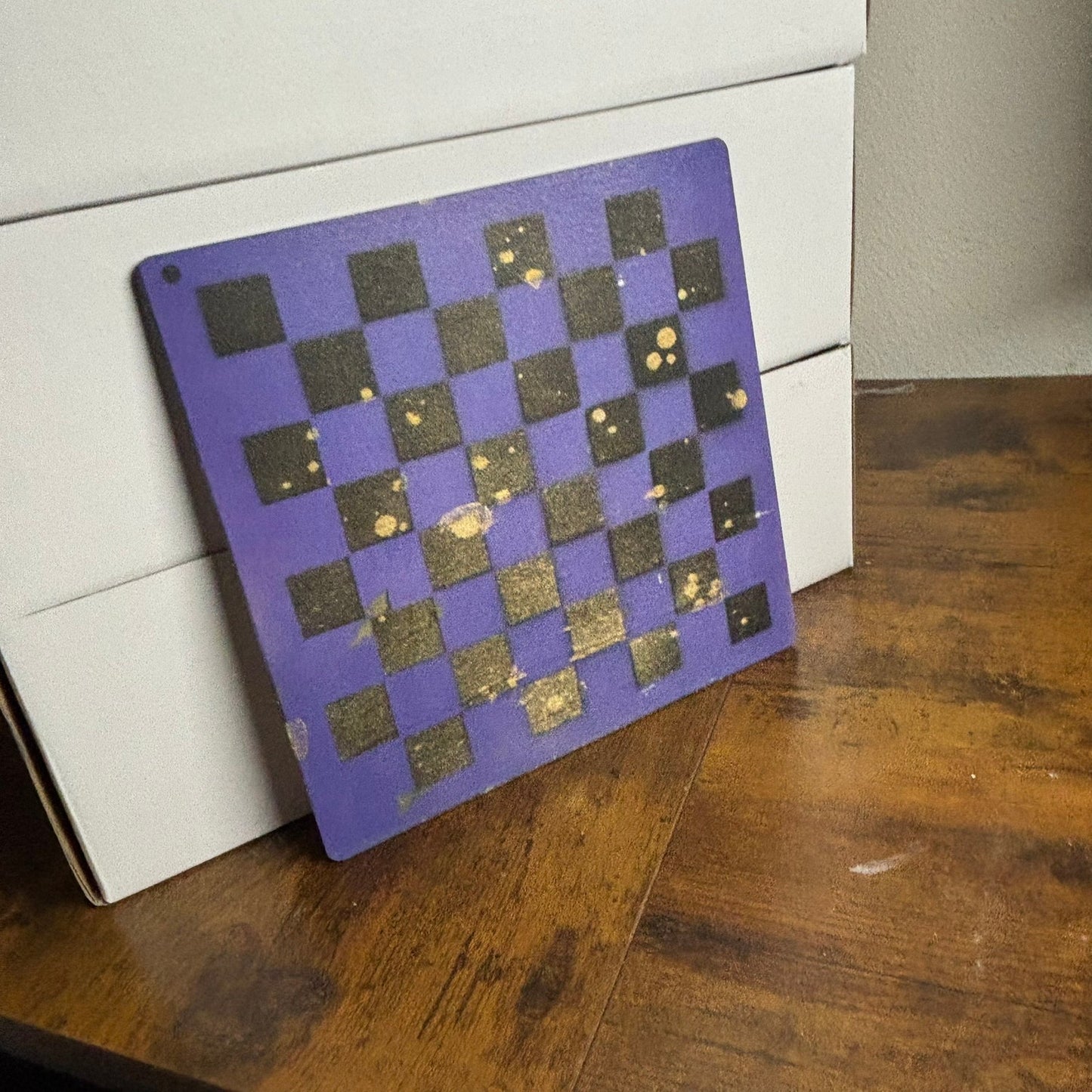 Purple Golden Hue - Painted Thin Wooden Chess Board