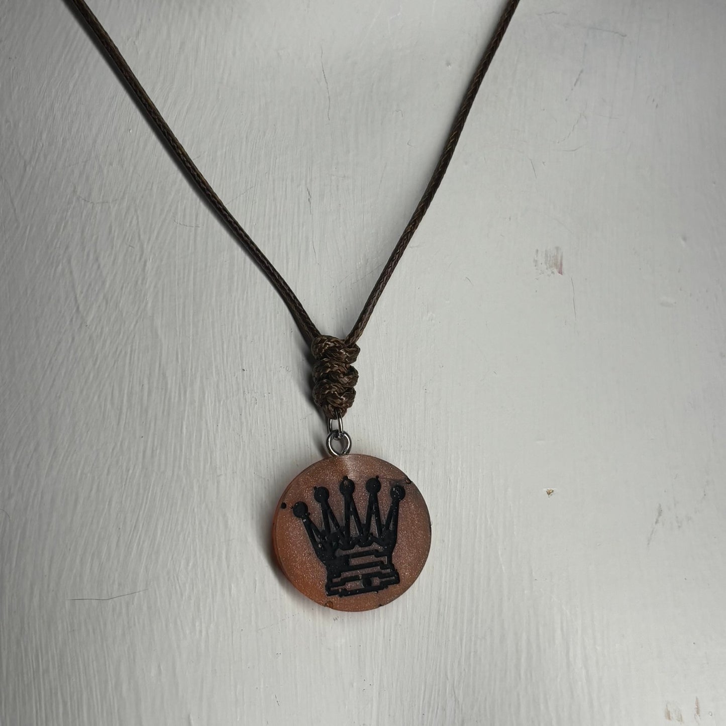 Bronze Queen - Handmade Resin Chess Necklace