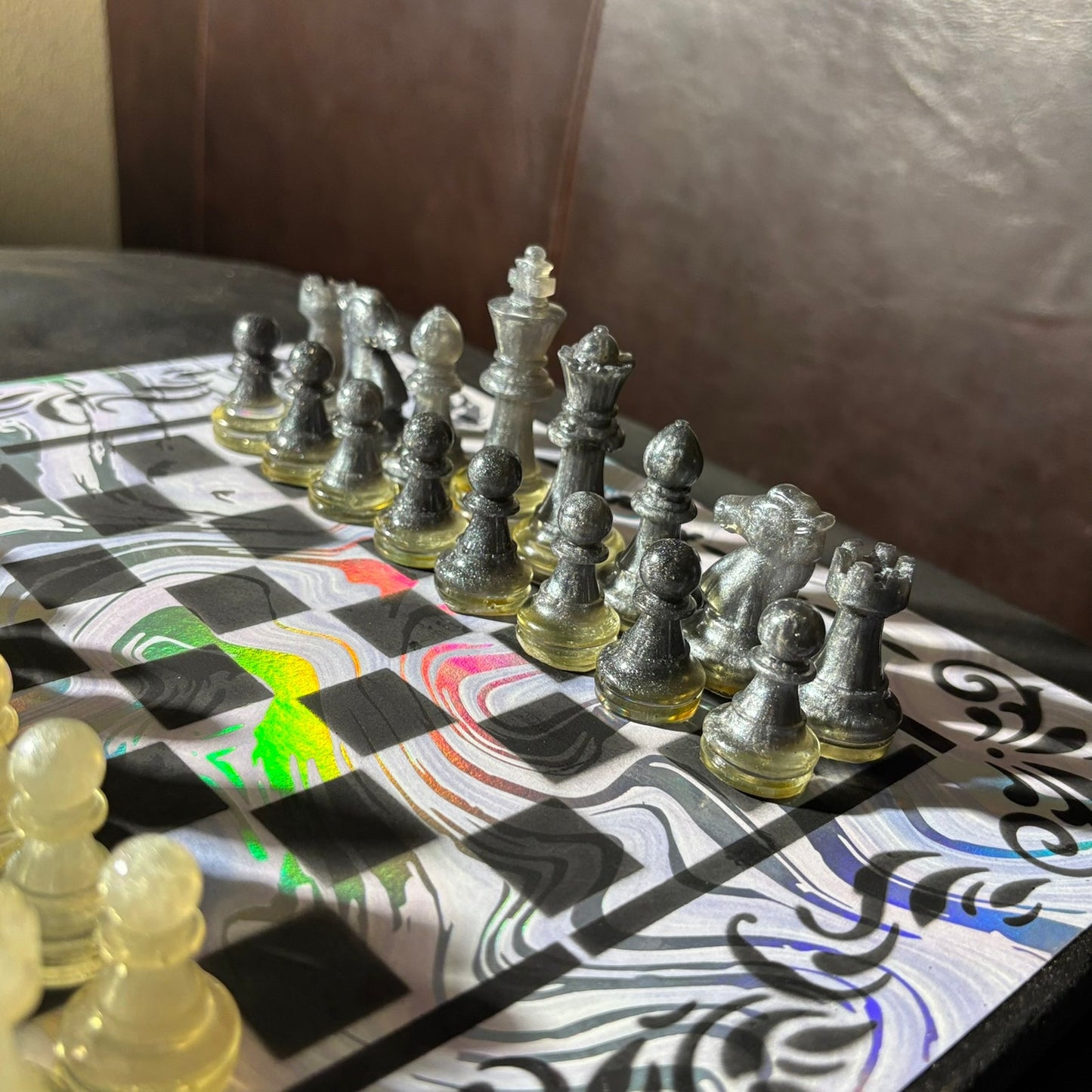 Chrome Shine Pattern - Scrapbook Chess Set