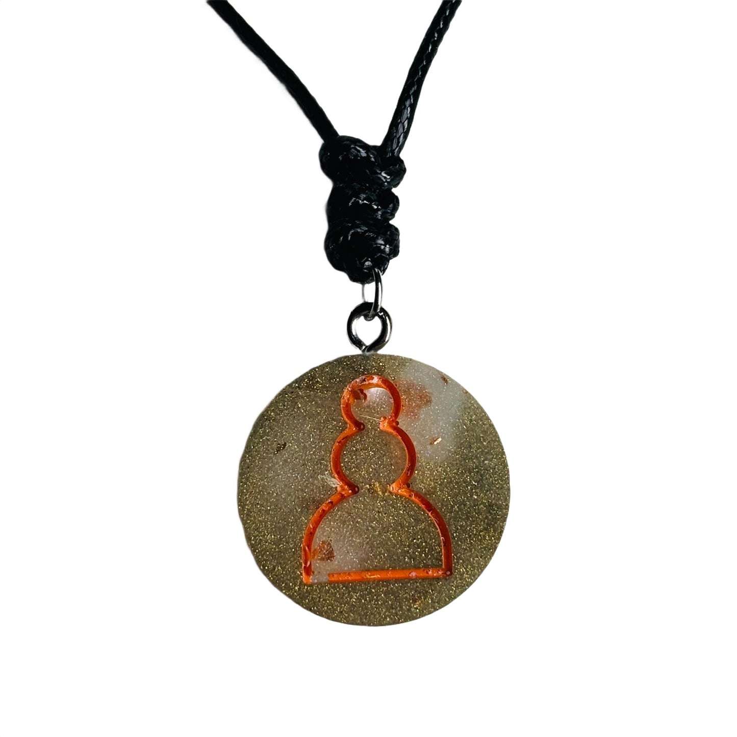 Rustic Orange Pawn - Handmade Resin Chess Necklace