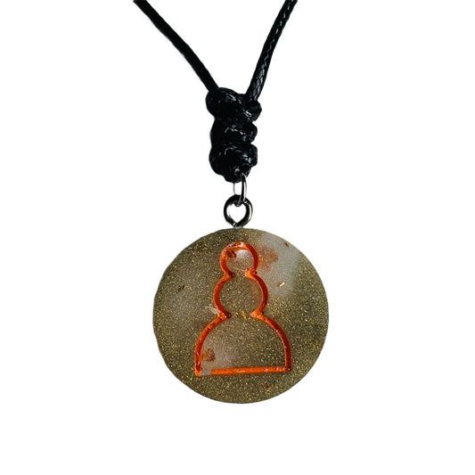 Rustic Orange Pawn - Handmade Resin Chess Necklace