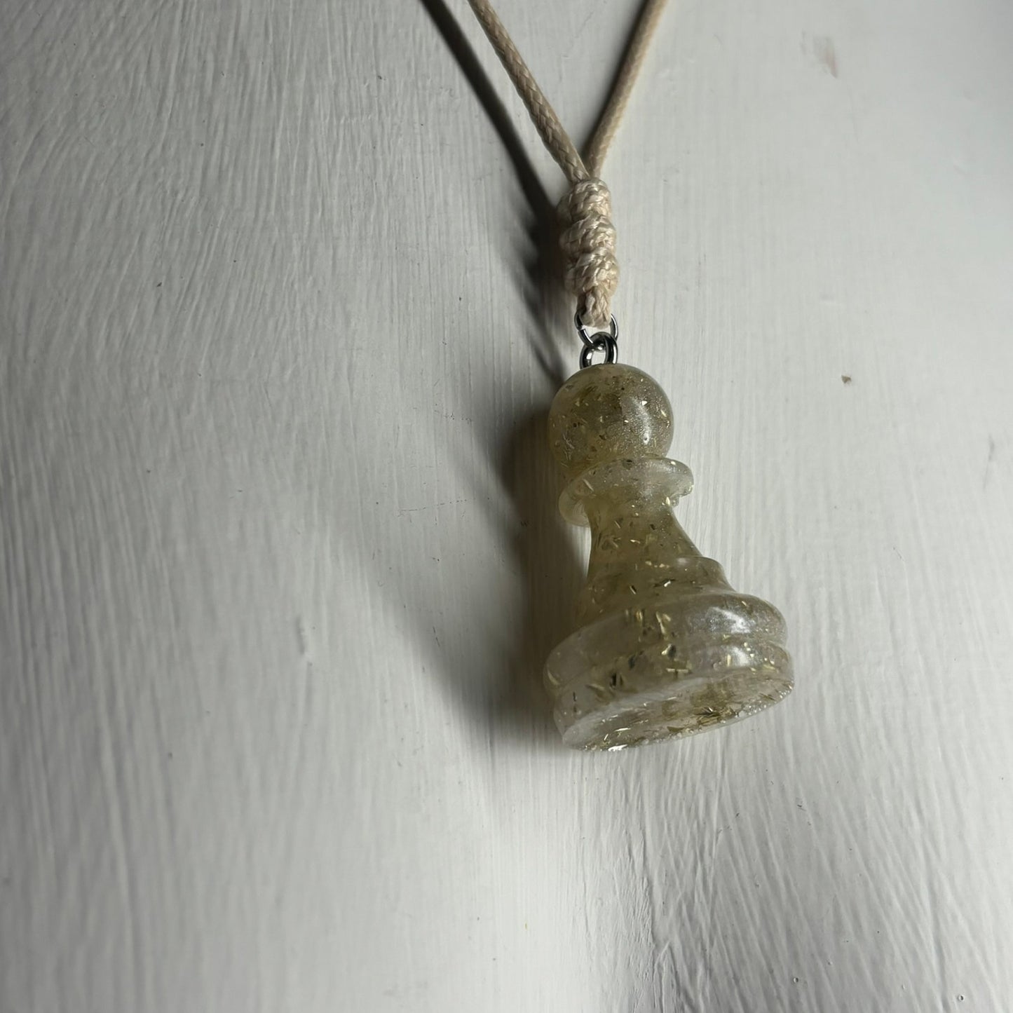 Crystal White Pawn - Handmade Resin Chess Necklace