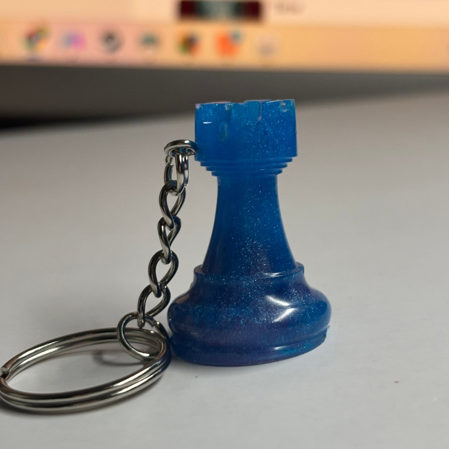 Blue Rook - Handmade Resin Keychain