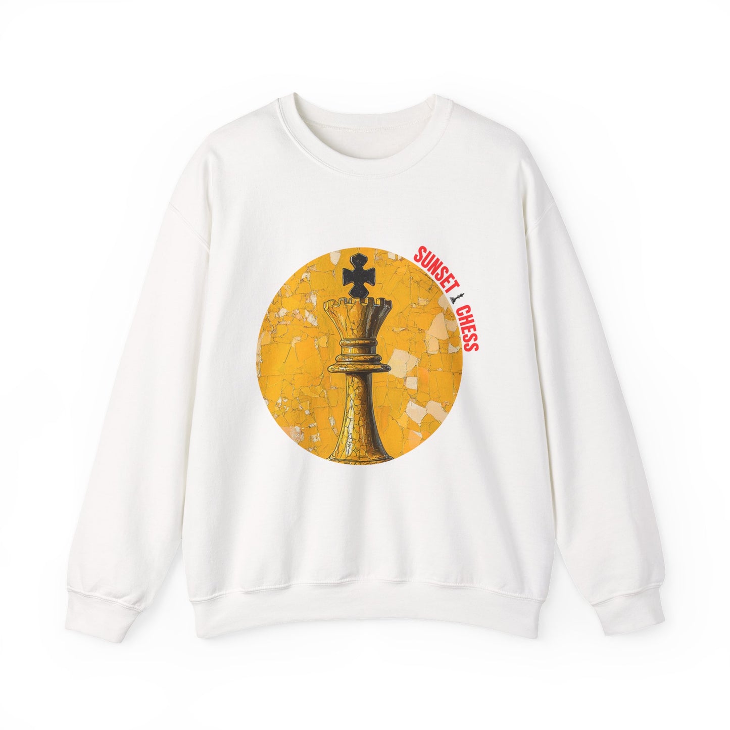Yellow King - White Chess Crewneck Sweater