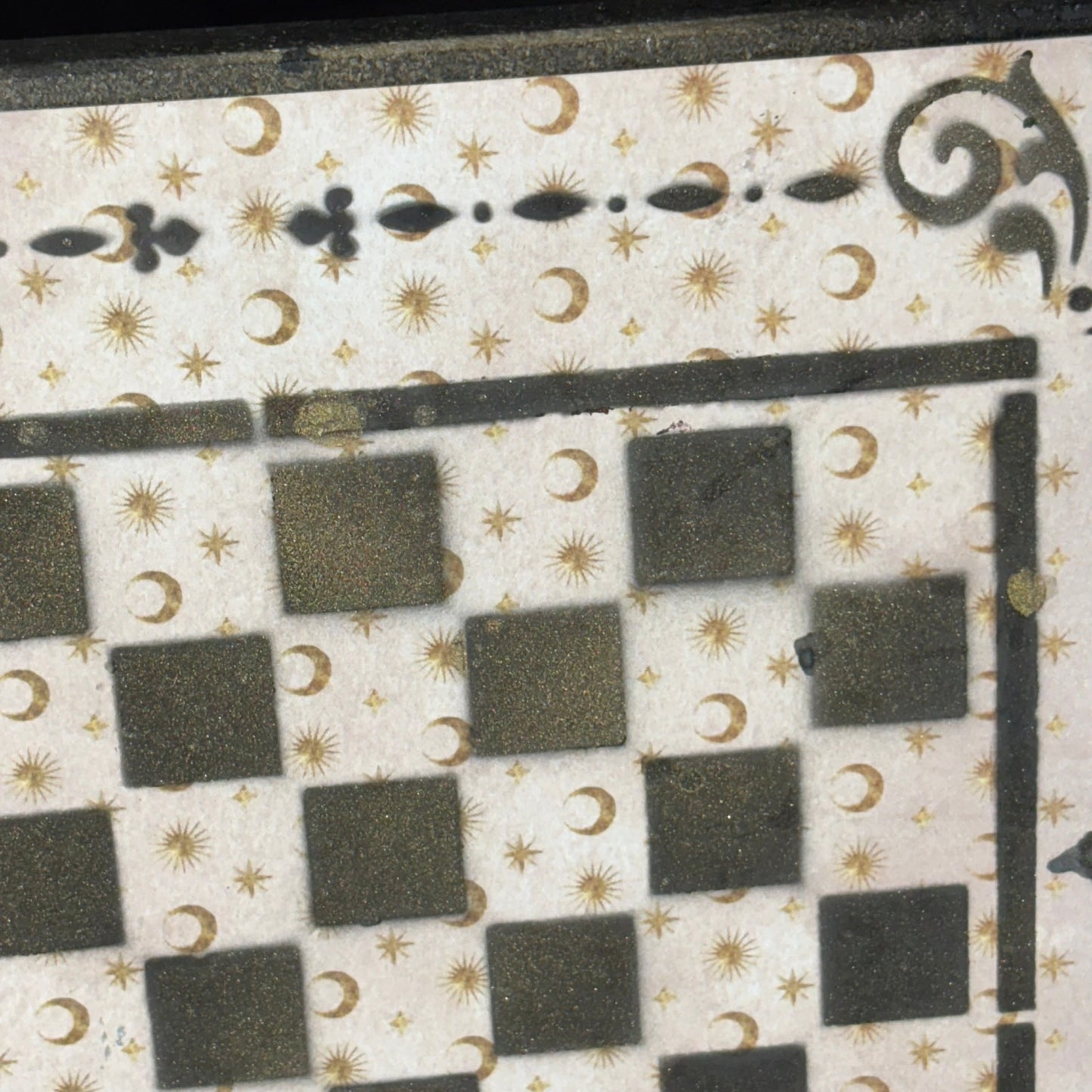 Cream Moons - Scrapbook Chess Board