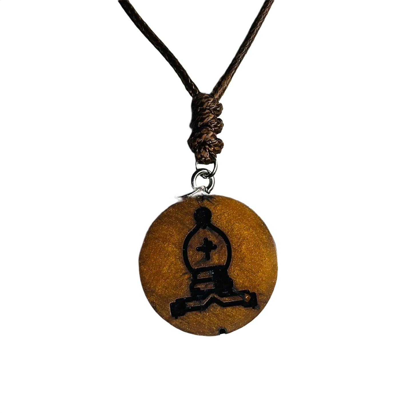 Dark Orange Bishop - Handmade Resin Chess Necklace