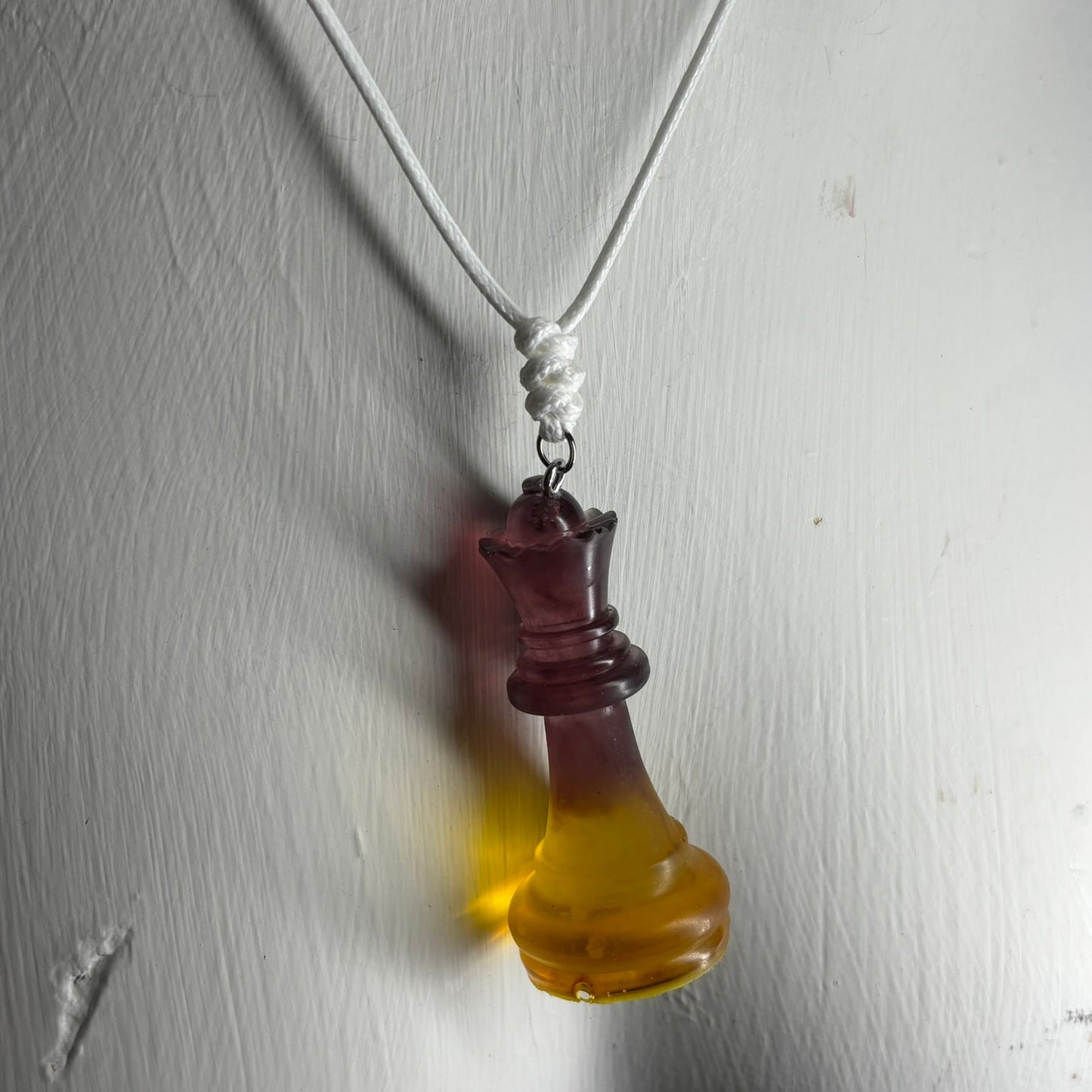Yellow & Brown Queen - Handmade Resin Chess Necklace