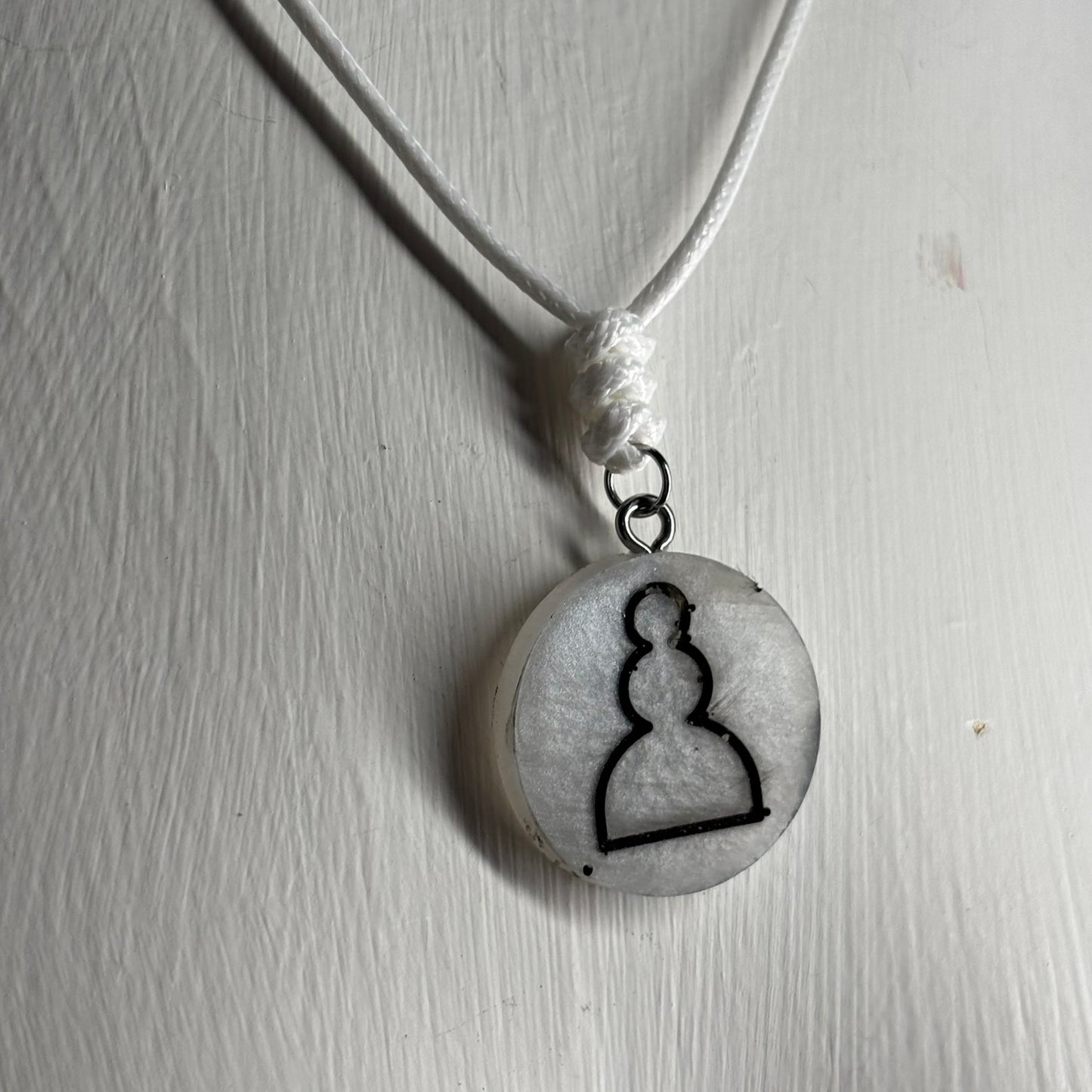 Silver Pawn - Handmade Resin Chess Necklace