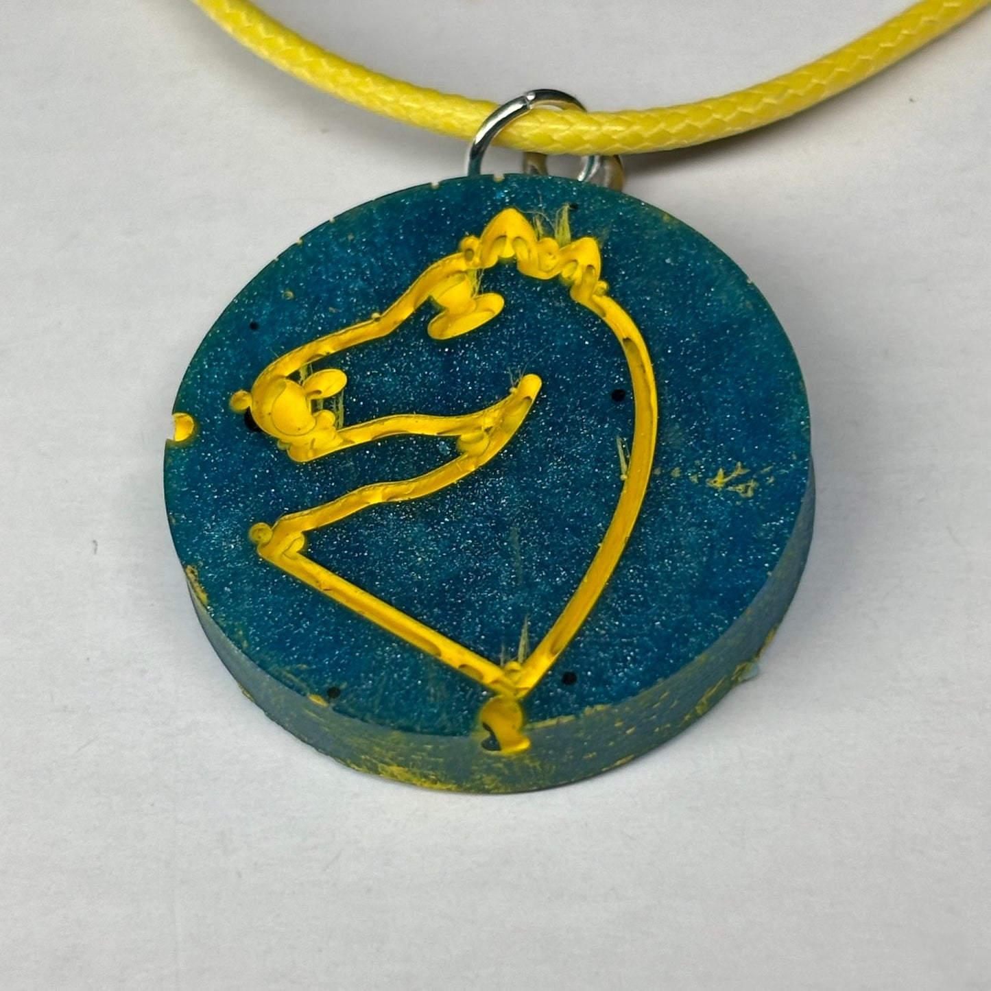 Blue Knight - Handmade Resin Chess Necklace