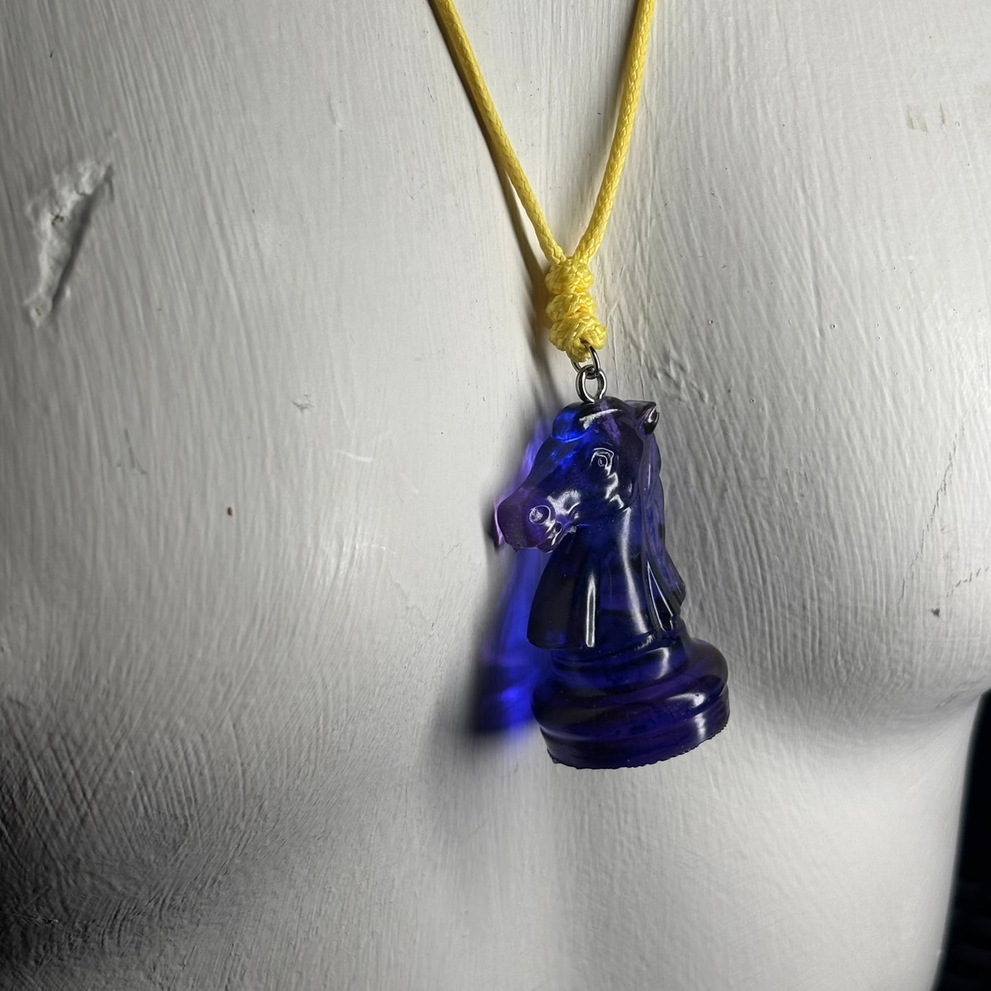 Translucent Purple Knight - Handmade Resin Chess Necklace