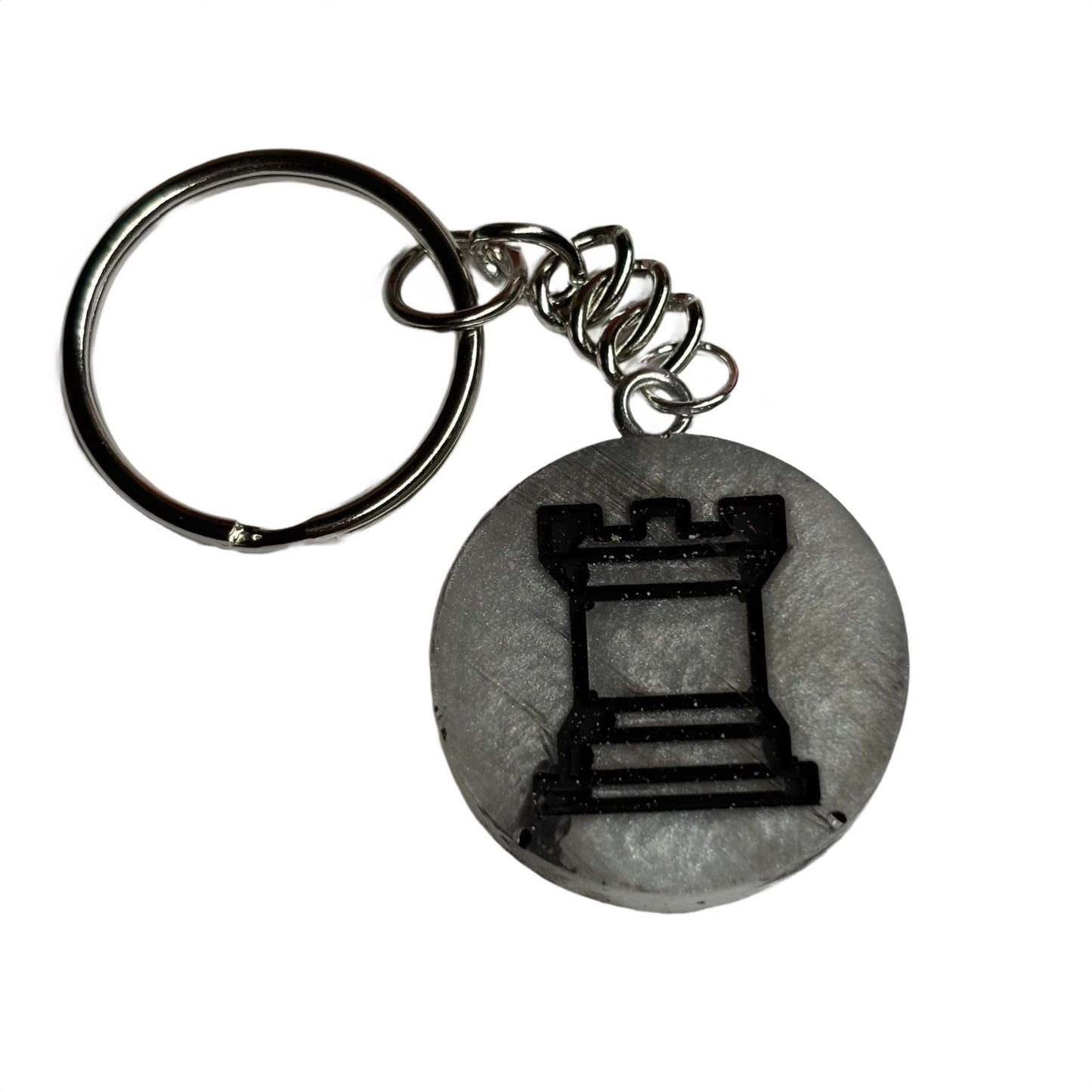 Silver Rook - Handmade Resin Keychain