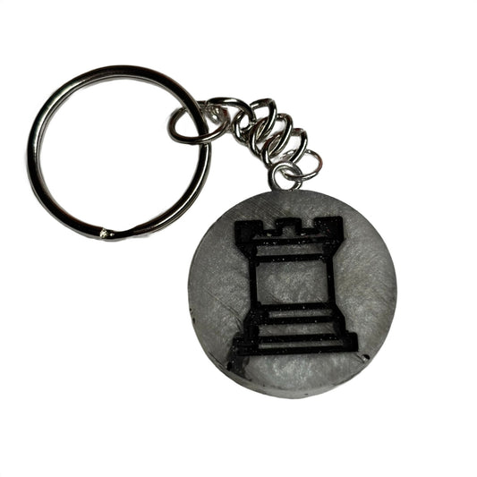 Silver Rook - Handmade Resin Keychain