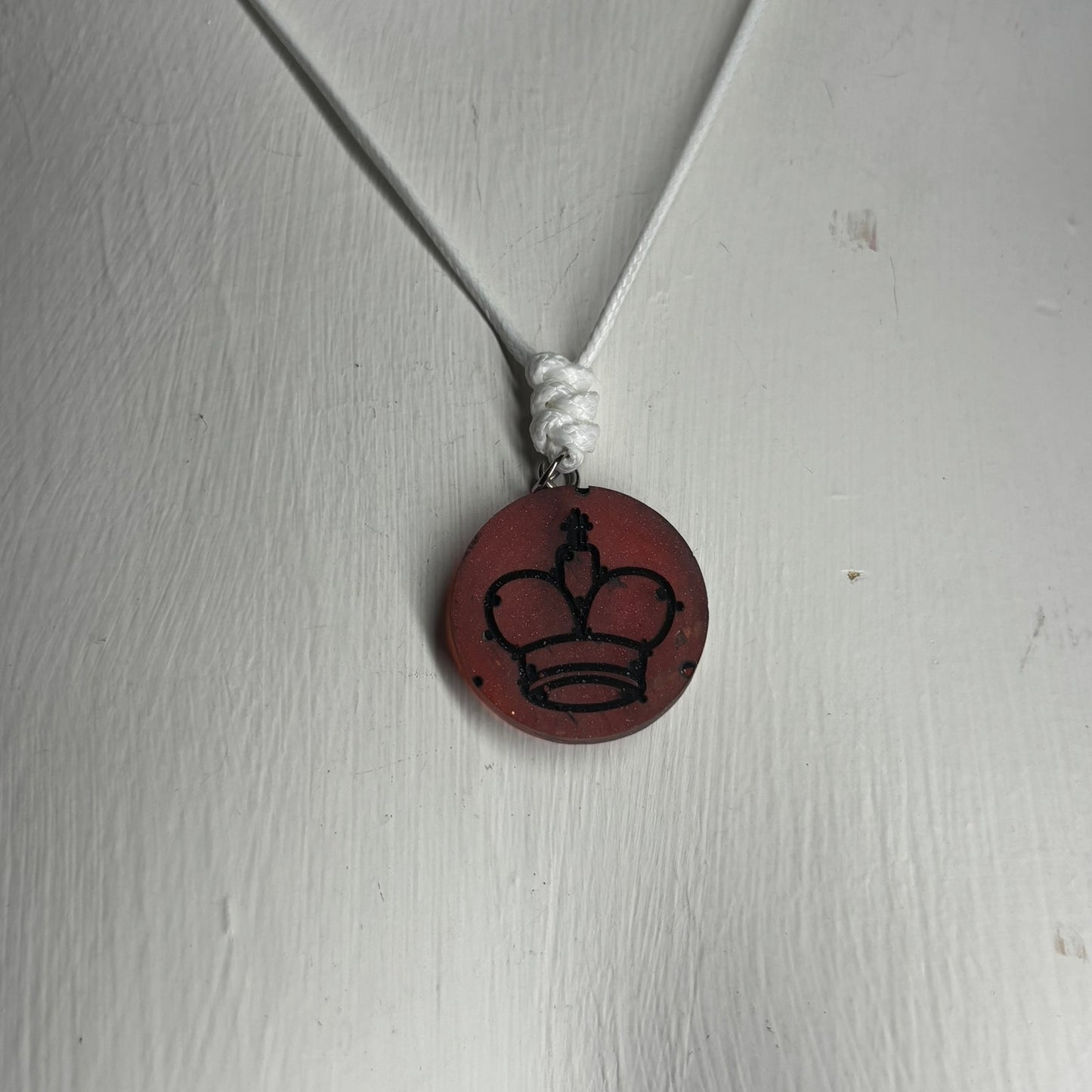 Clean Red King - Handmade Resin Chess Necklace