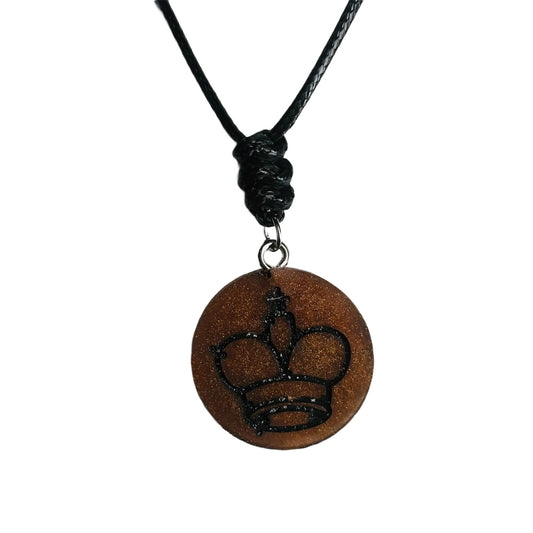 Dark Amber King - Handmade Resin Chess Necklace