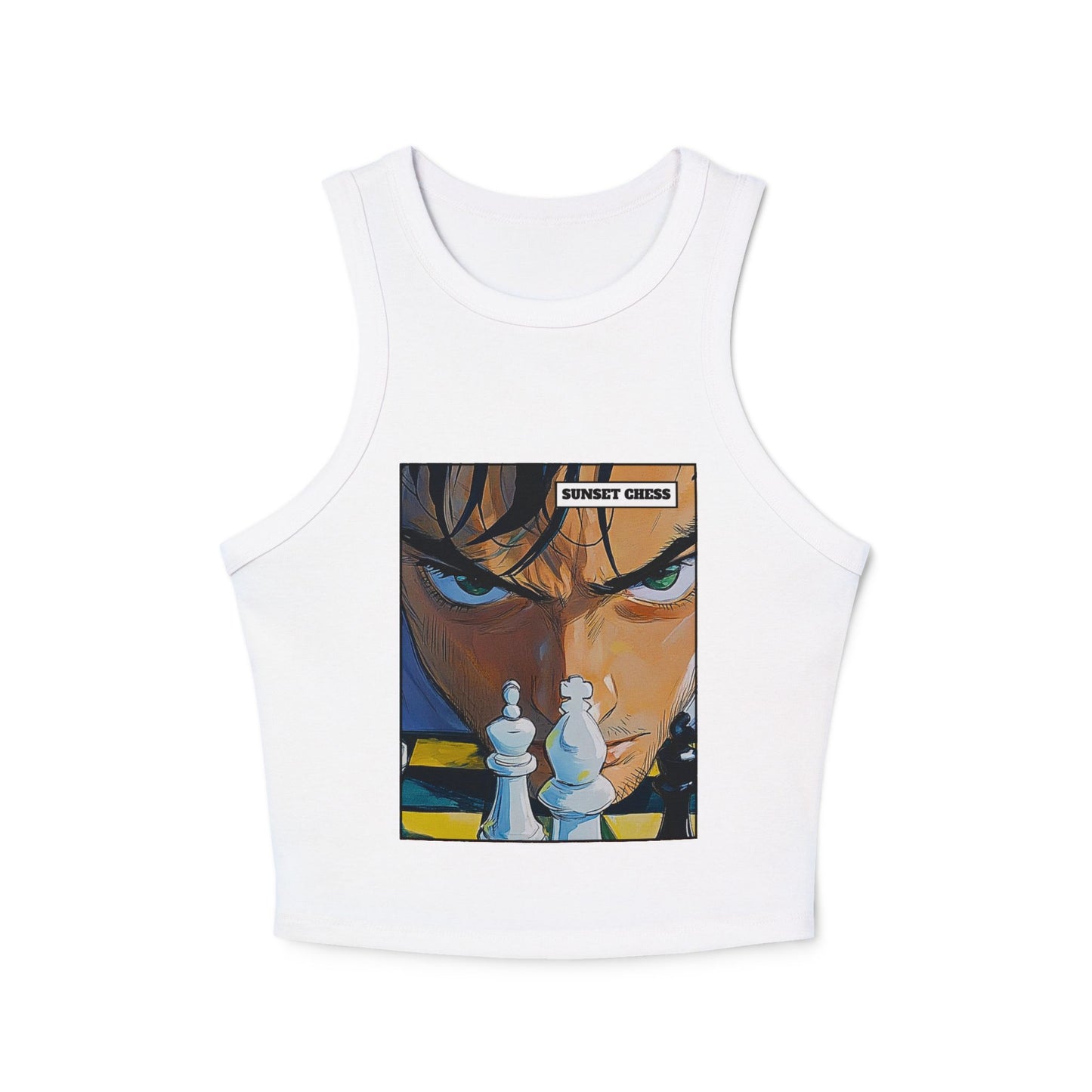 Anime Focus - Women's White Chess Tank Top