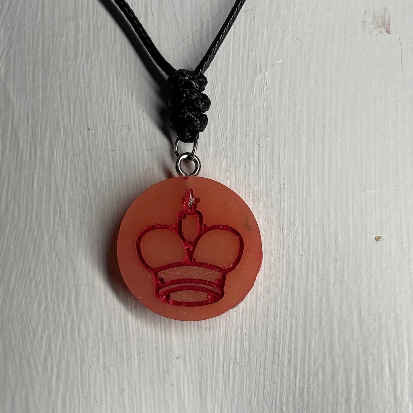 Simple Red King - Handmade Resin Chess Necklace