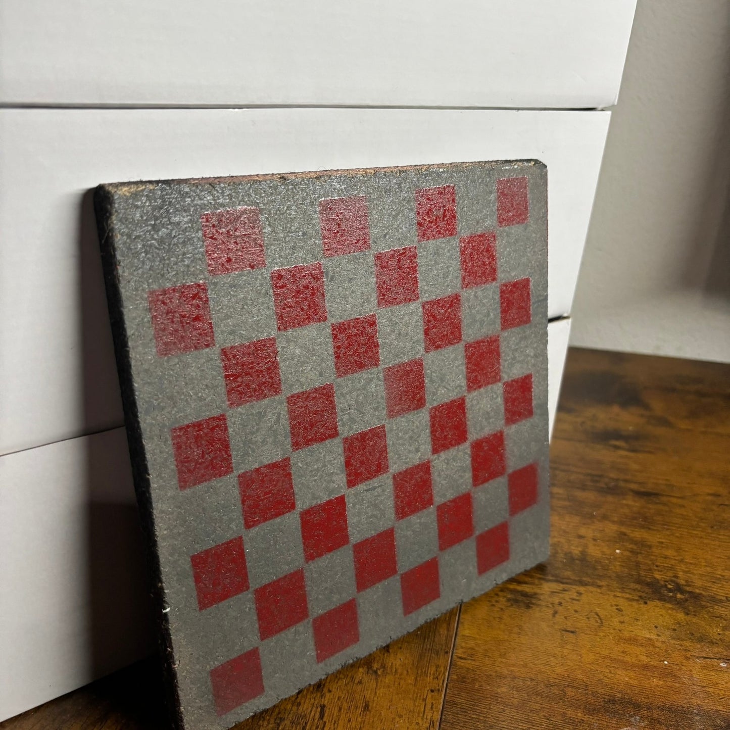 Gray & Red - Painted Double Sided Chess Board
