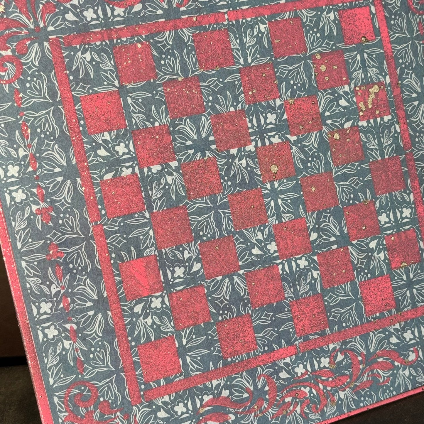 Light Pink & Blue - Scrapbook Chess Board