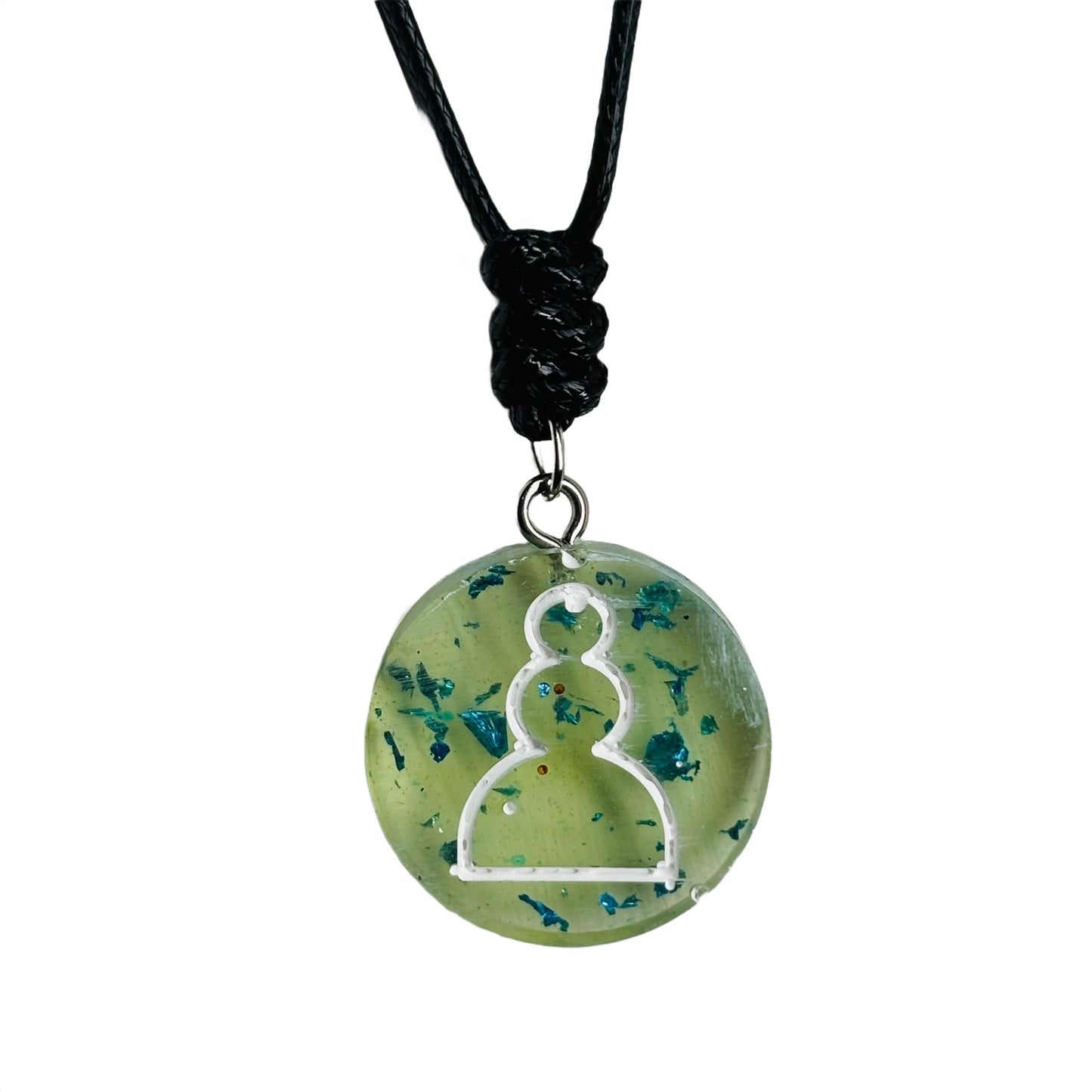 Crystal Green Pawn - Handmade Resin Chess Necklace