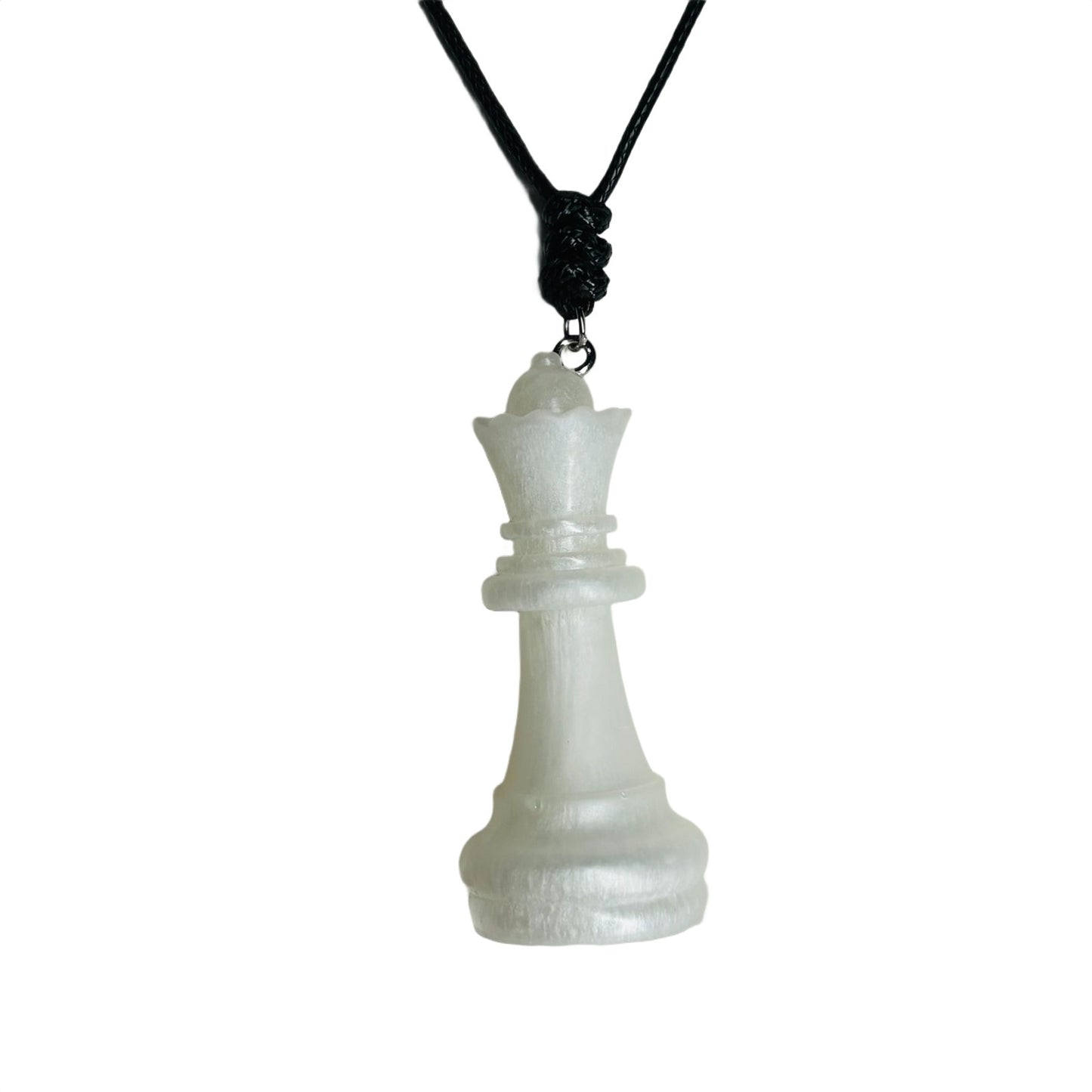 Simple White Queen - Handmade Resin Chess Necklace