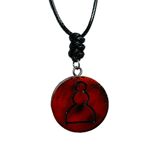 Dark Red Pawn - Handmade Resin Chess Necklace