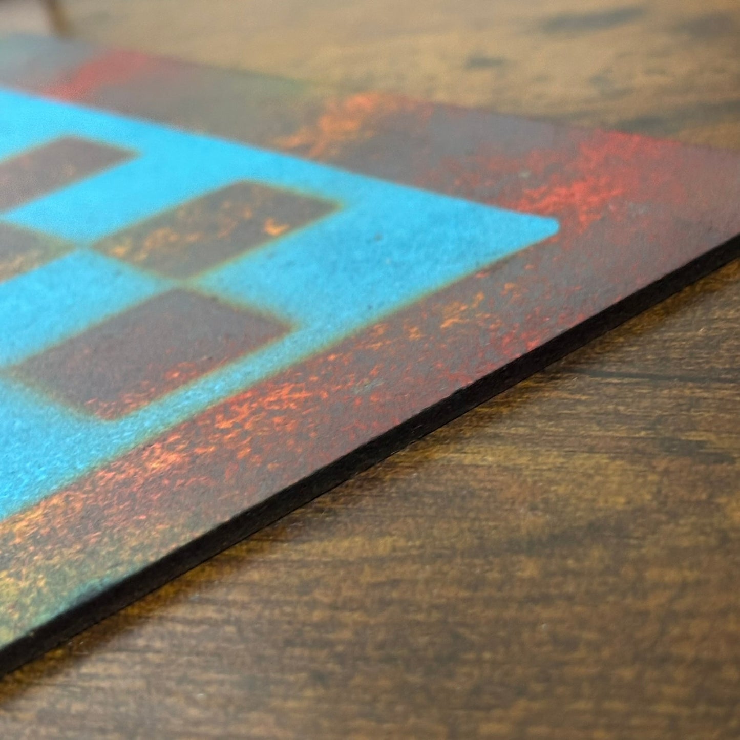 Blue Fire - Painted Chess Board