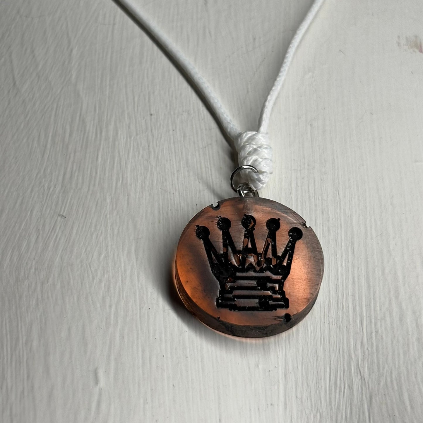 Burning Orange Queen - Handmade Resin Chess Necklace