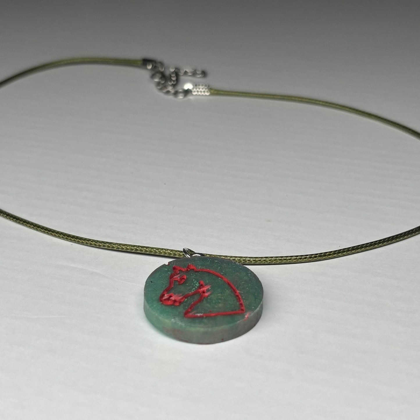 Fading Green - Handmade Resin Chess Necklace