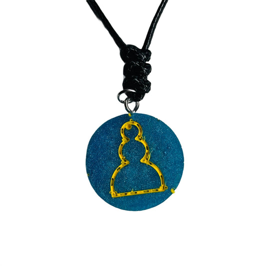 Blue Pawn - Handmade Resin Chess Necklace