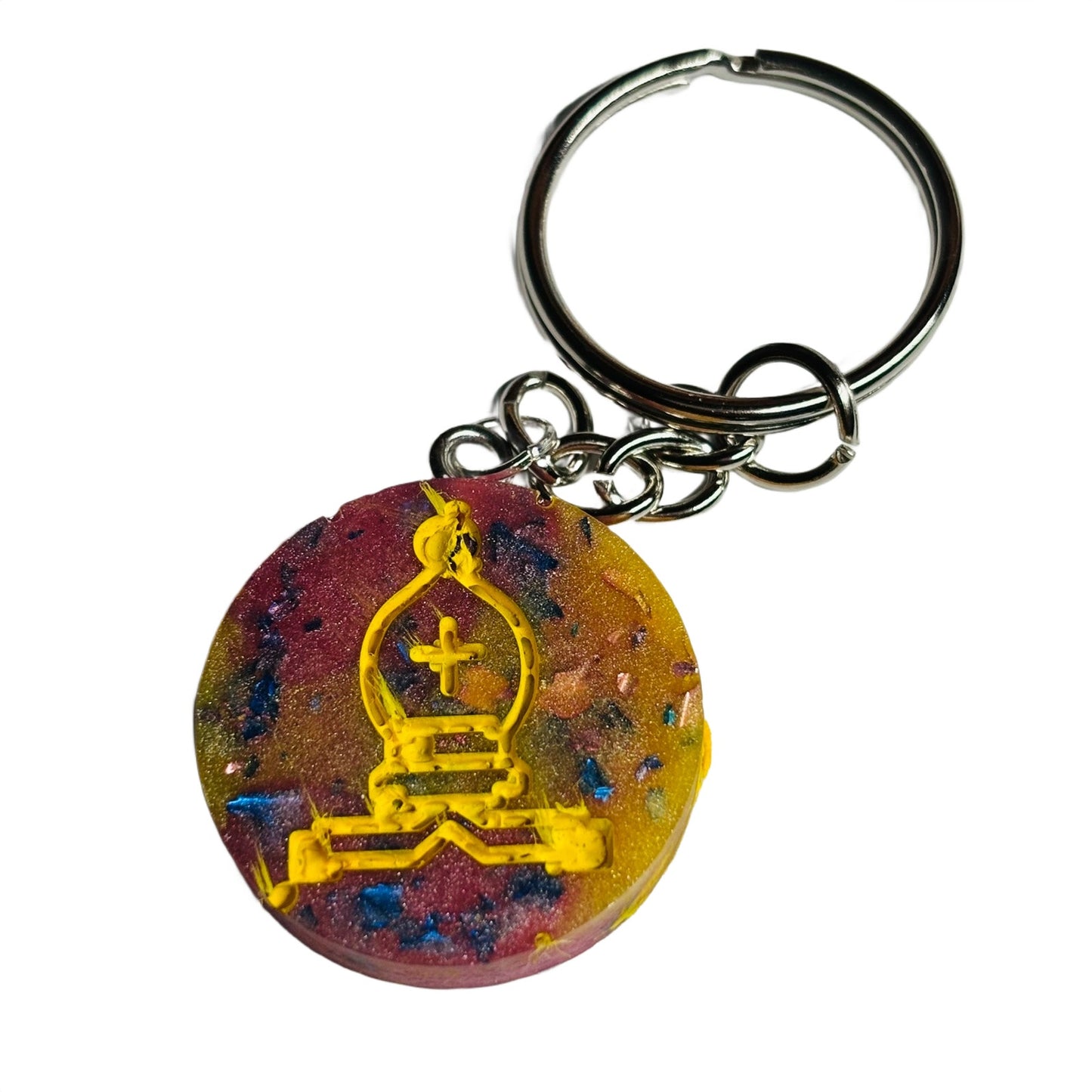 Pink Yellow Bishop - Handmade Resin Keychain
