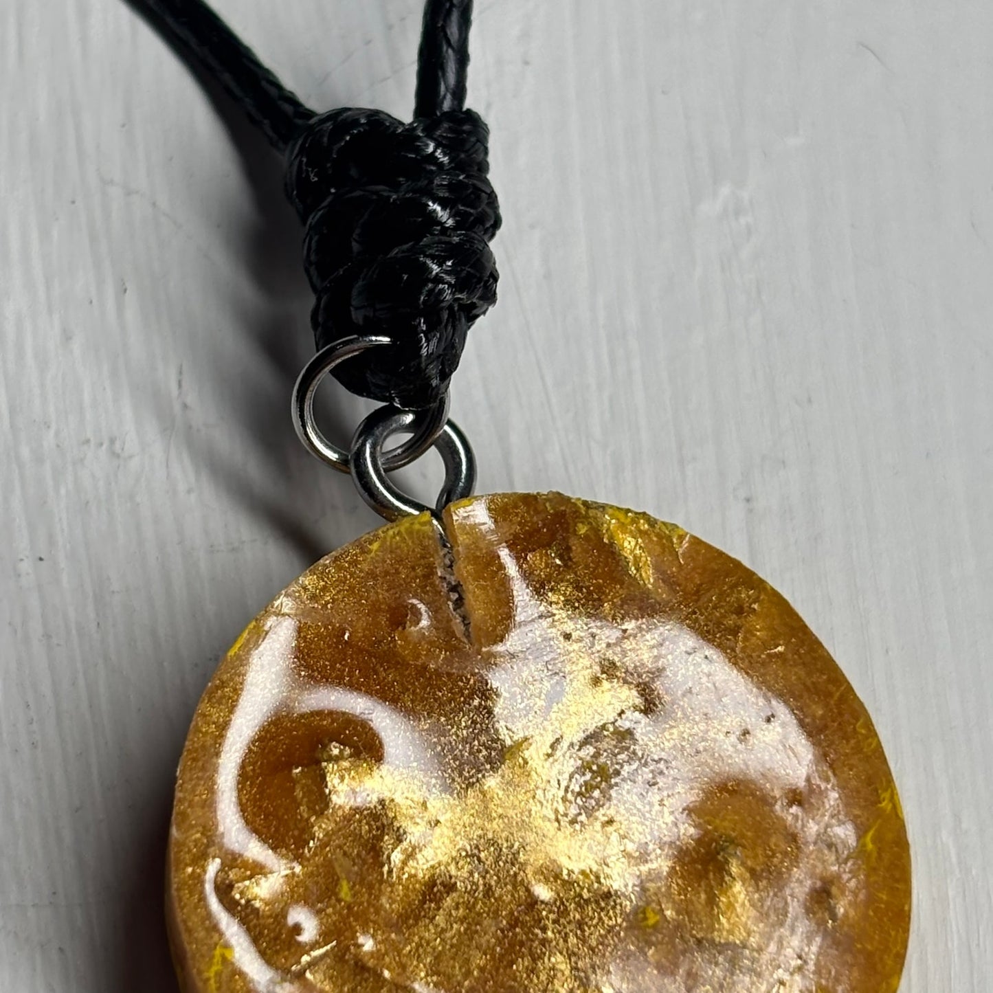 Smooth Yellow Bishop - Handmade Resin Chess Necklace