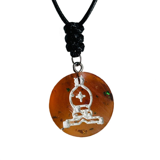 🎁 Amber Orange Bishop - Handmade Resin Chess Necklace (100% off)