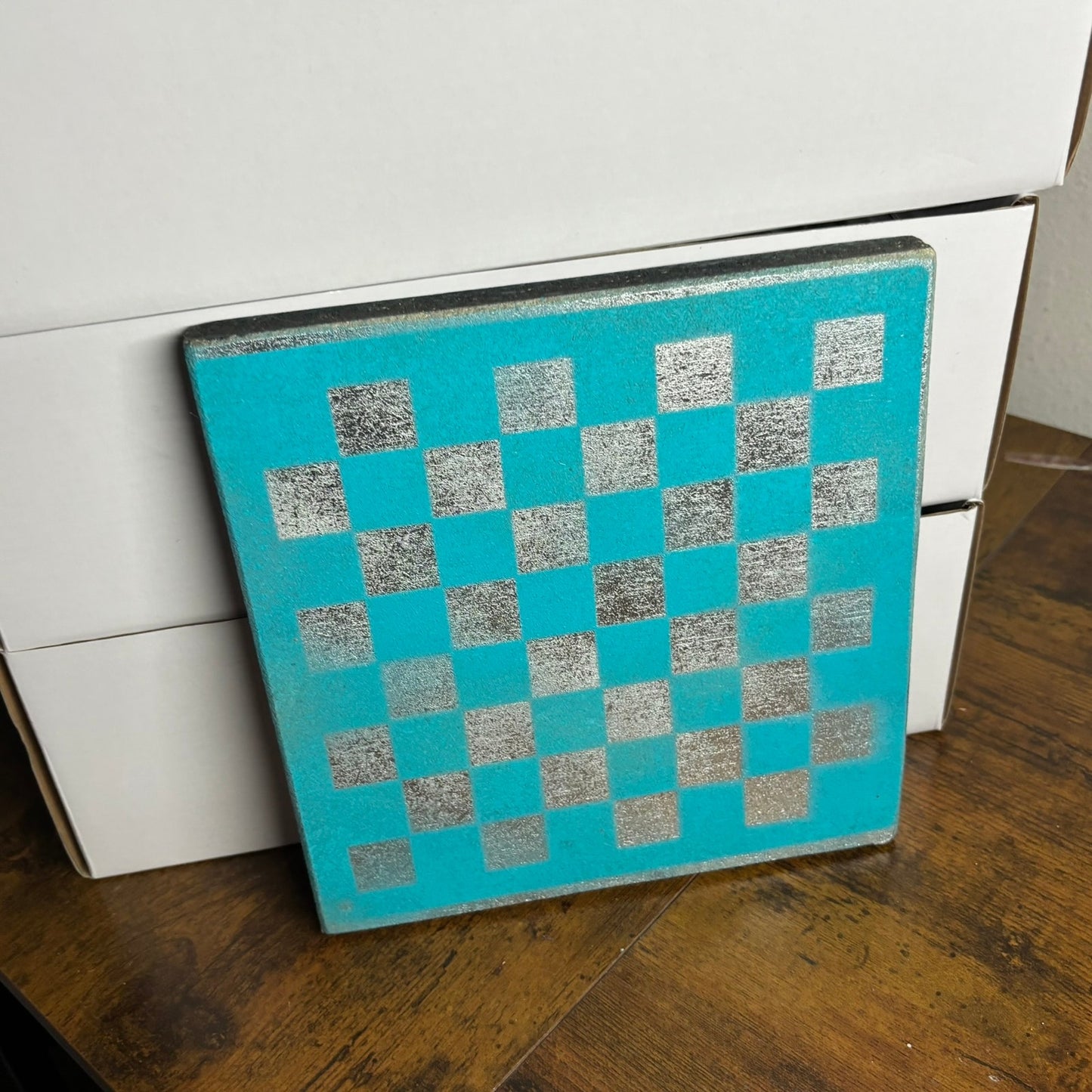 Chrome Blue - Painted Double Sided Chess Board