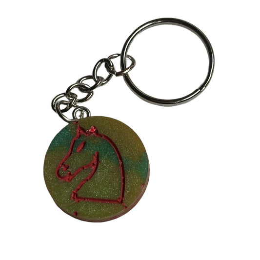 Red Lining Knight - Handmade Resin Keychain - Flat Edition