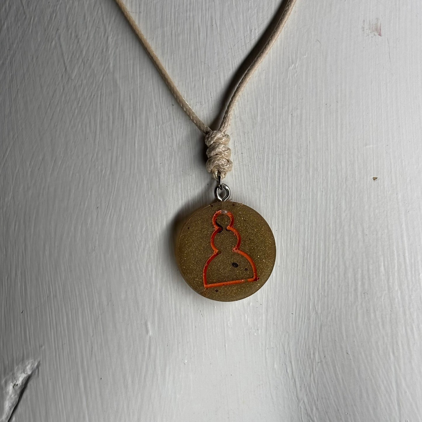 Yellow Cream Pawn - Handmade Resin Chess Necklace