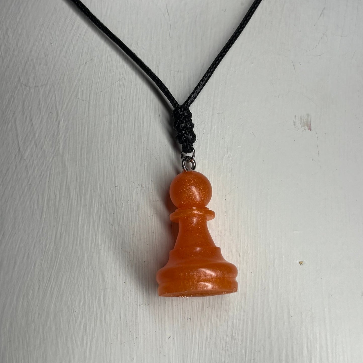 Orange Pawn - Handmade Resin Chess Necklace