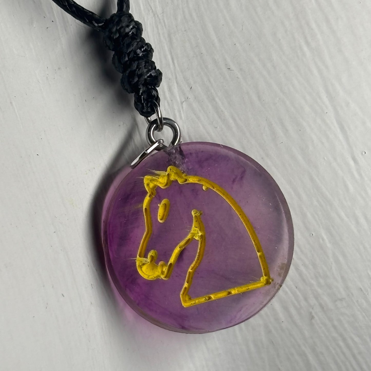 Purple Knight - Handmade Resin Chess Necklace