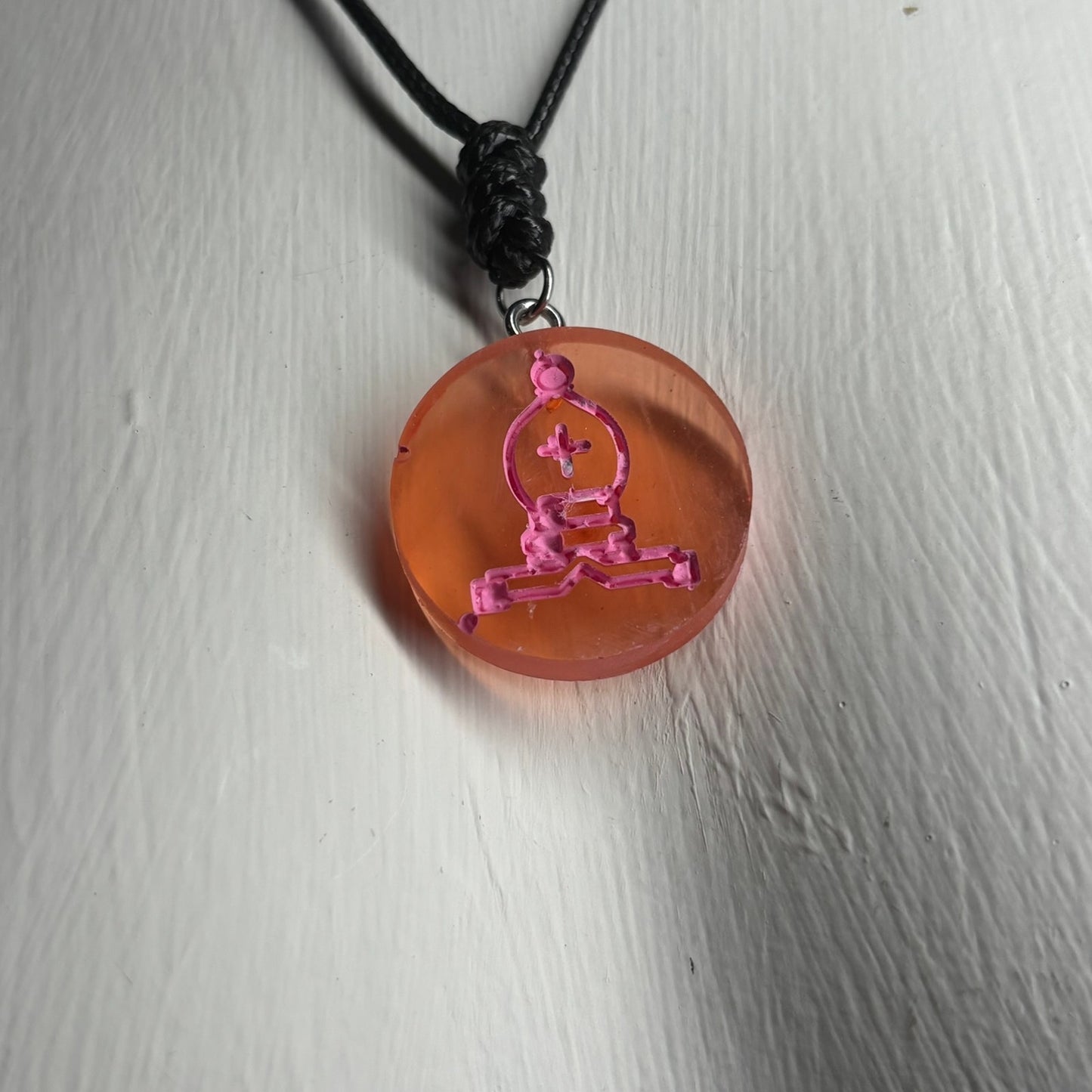 Pink Vintage Bishop - Handmade Resin Chess Necklace