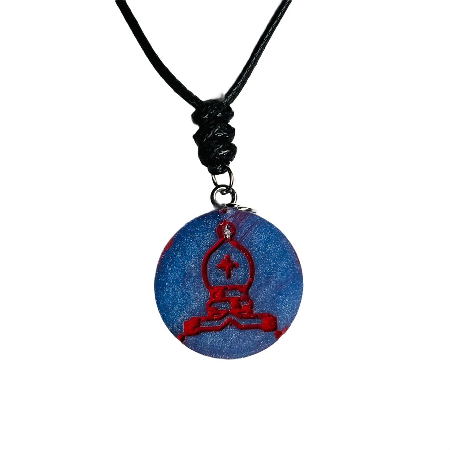 Purple/Blue Bishop - Handmade Resin Chess Necklace