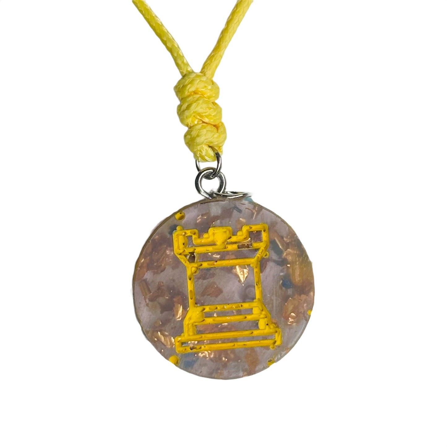 Crystal Yellow Rook - Handmade Resin Chess Necklace