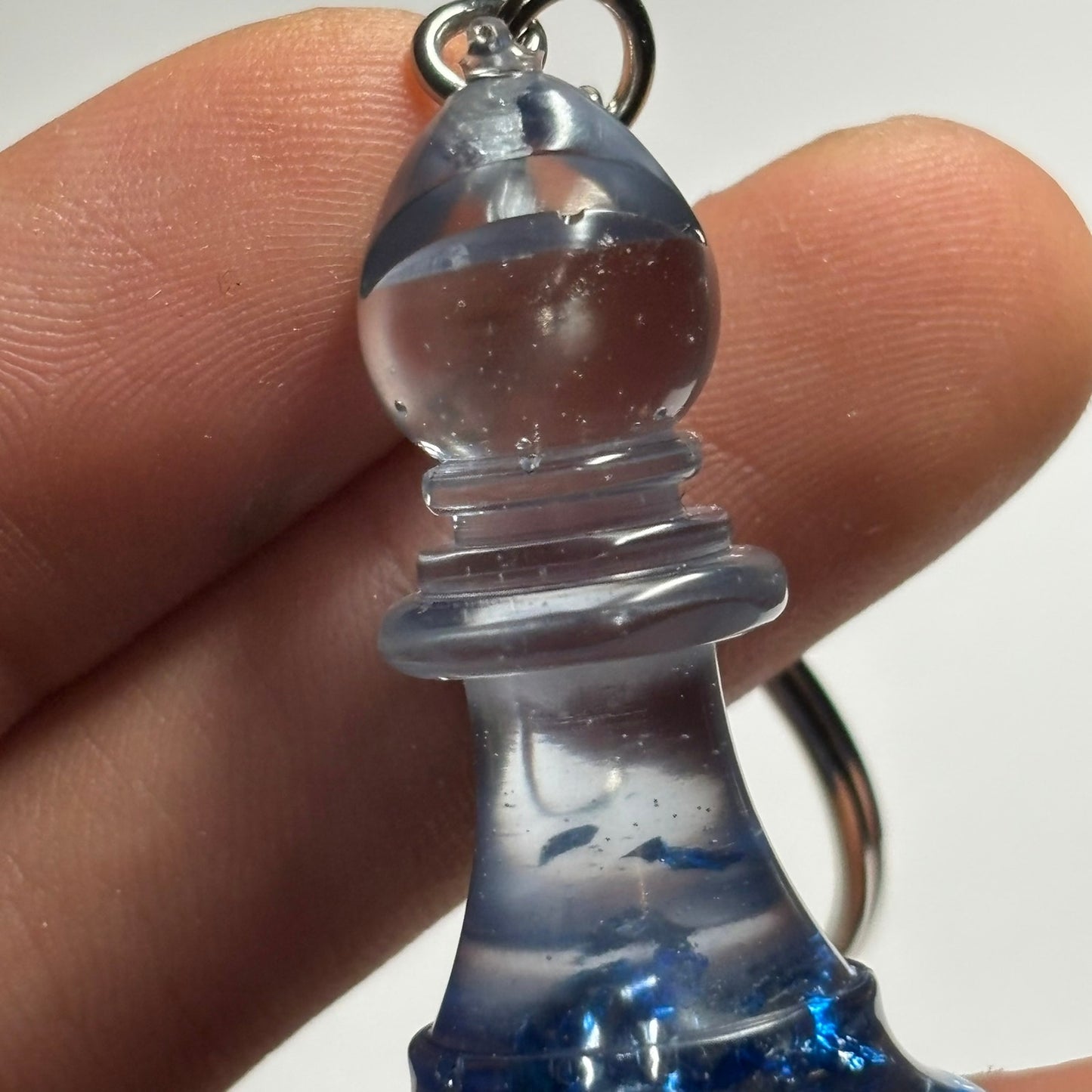 Crystal Blue Bishop - Handmade Resin Keychain