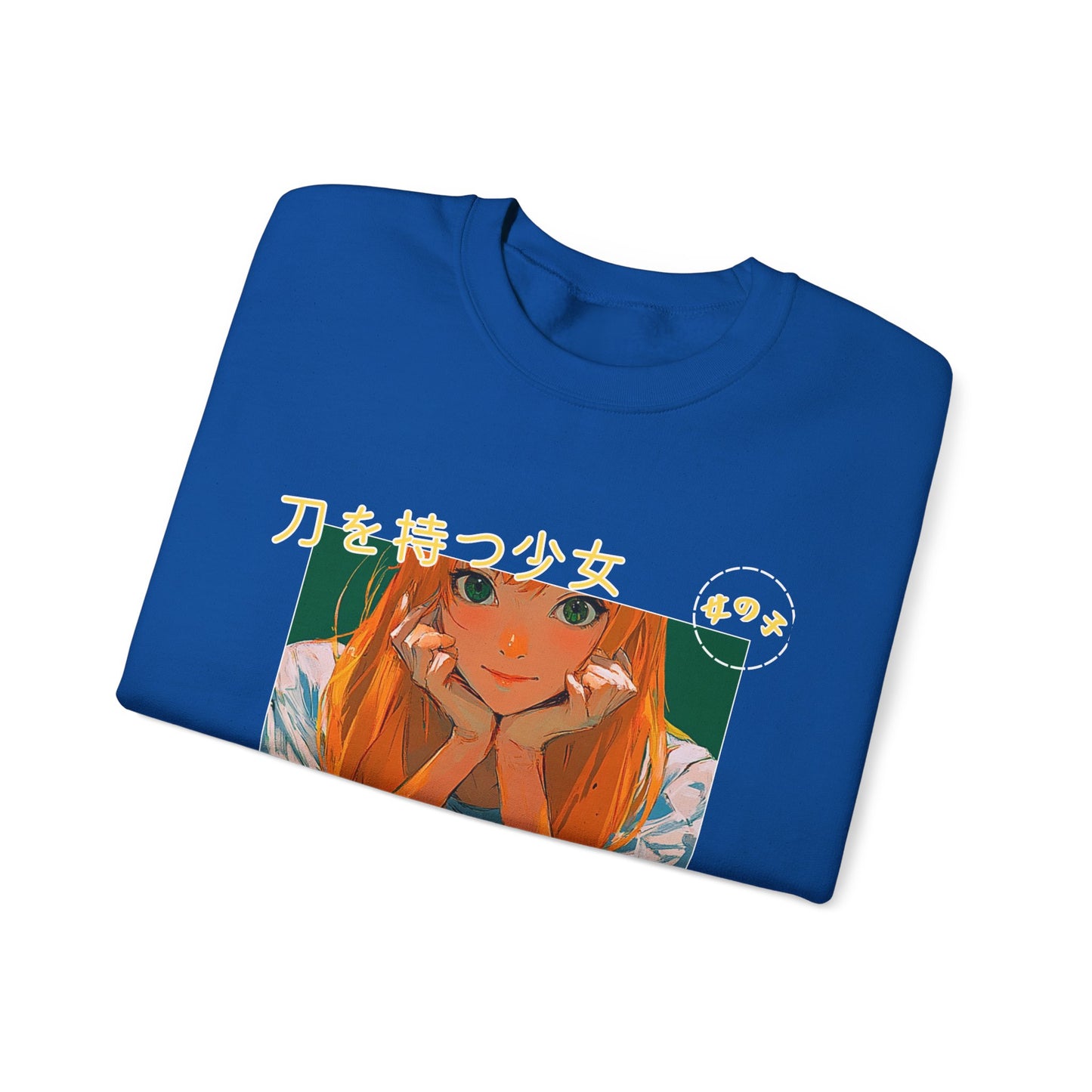 Happy Anime Girl - Blue Crewneck Sweater