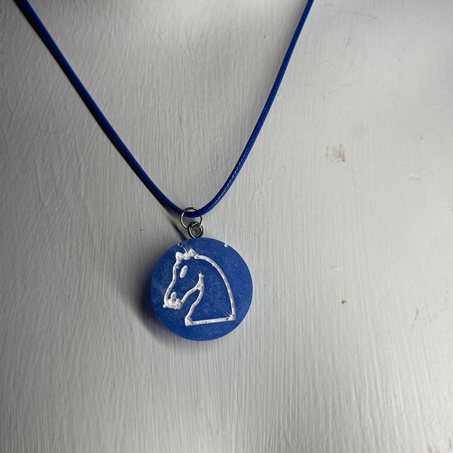 Blue Knight - Handmade Resin Chess Necklace