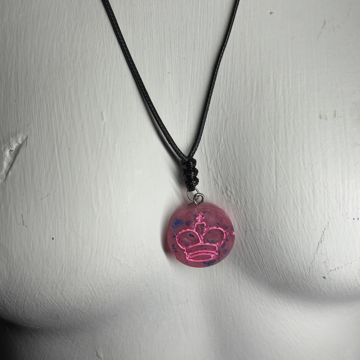 Prestigious Pink King - Handmade Resin Chess Necklace